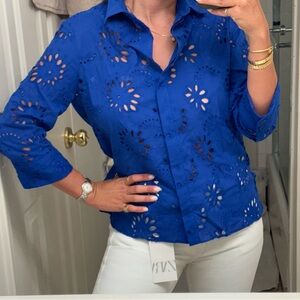 Zara blue embroidered shirt